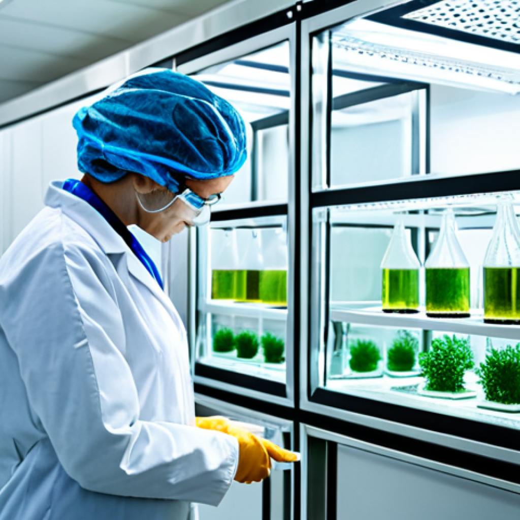 바이오제약 생산 공정 - Bioreactor Cultivation**

"A scientist in a cleanroom environment, observing cells growing in a larg...