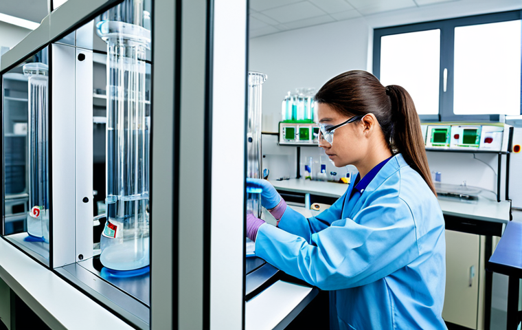 바이오제약 생산 공정 - Bioreactor Cultivation**

"A scientist in a cleanroom environment, observing cells growing in a larg...