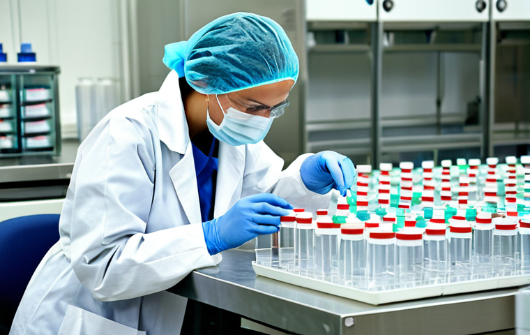 바이오제약 생산 공정 - Protein Purification Process**

"A laboratory setting showcasing chromatography columns used for pro...