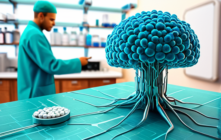 의료용 나노로봇 기술 - Targeted Drug Delivery**

"A microscopic view of nanorobots delivering medication directly to cancer...