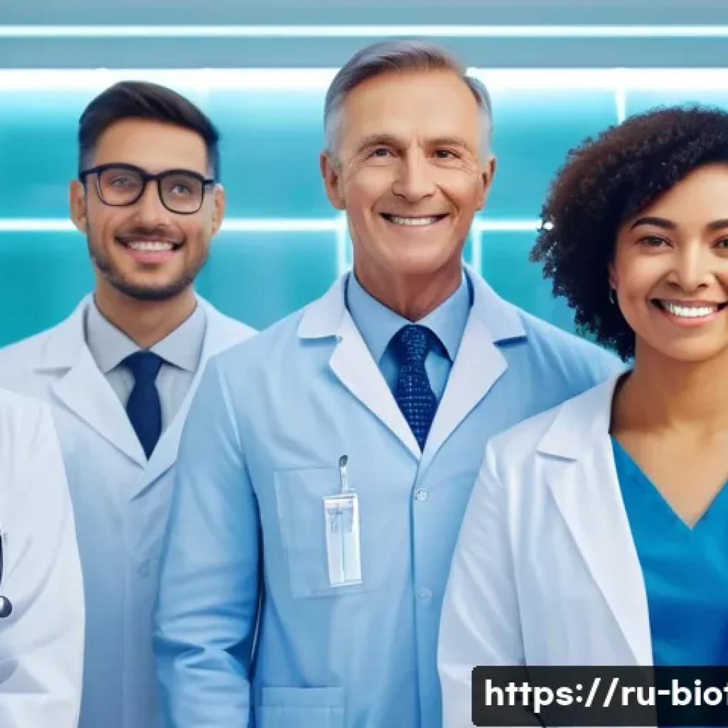 맞춤형 의료 기술 - "A diverse group of individuals, ranging from young adults to seniors, are depicted in a bright, mod...