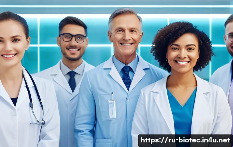 맞춤형 의료 기술 - "A diverse group of individuals, ranging from young adults to seniors, are depicted in a bright, mod...