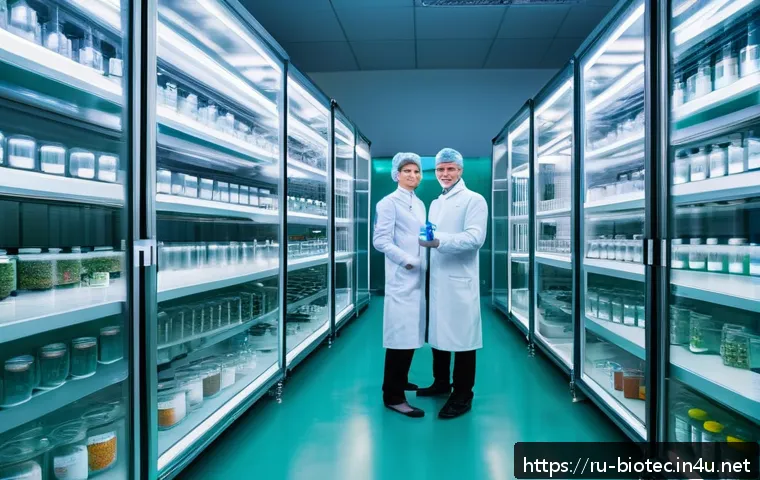 미생물 공학과 발효 - A modern biotechnology laboratory focused on fermenting foods: scientists in white lab coats working...